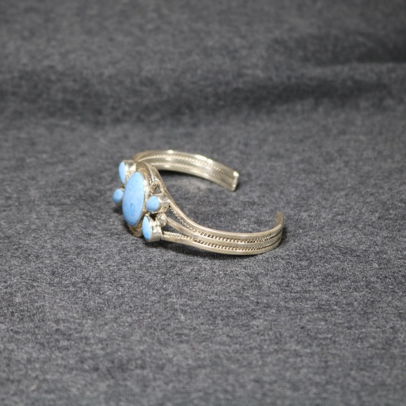 vintage handmade 925  sterling silver native turquoise Bracelet cuff - Picture 6 of 9